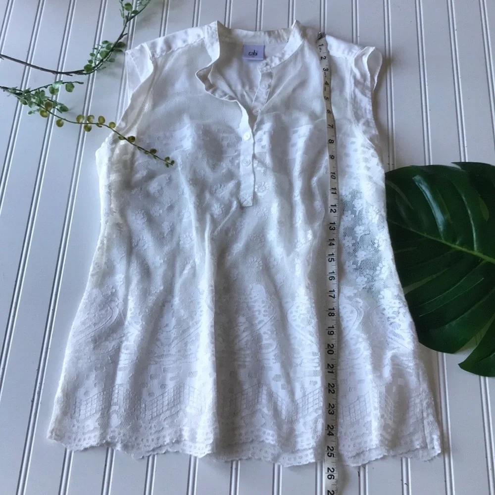 Cabi cream white lace tank top blouse - Picture 3 of 8